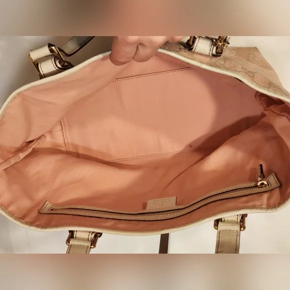 Gucci Pink GG Canvas & Leather Mini Jolicoeur Web Tote Vintage Gucci Sherry Line - Picture 5 of 10
